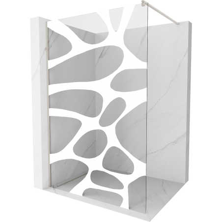Mexen Kioto paroi de douche Walk-in 140 x 200 cm, motif blanc 8 mm, nickel brossé - 800-140-101-97-97