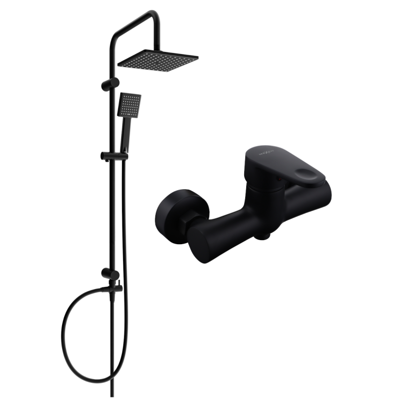 Mexen Tord ensemble de douche apparent avec pomme de douche et mitigeur Kama, noir - 72540200-70