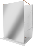 Mexen Kioto paroi de douche autoportante 100 x 200 cm, miroir 8 mm, cuivre brossé - 800-100-002-65-50