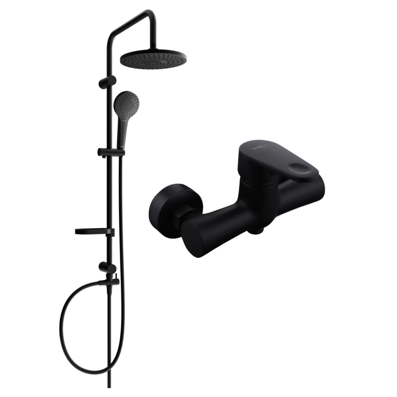 Mexen Erik ensemble de douche encastré avec douche de tête et robinetterie Kama, noir - 72540205-70
