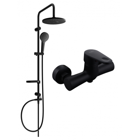 Mexen Erik ensemble de douche à encastrer avec pomme de douche et mitigeur de douche Kama, noir - 72540205-70