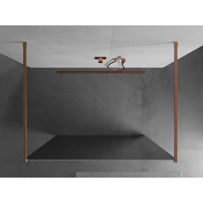 Mexen Kioto paroi de douche autoportante 110 x 200 cm, miroir 8 mm, cuivre brossé - 800-110-002-65-50