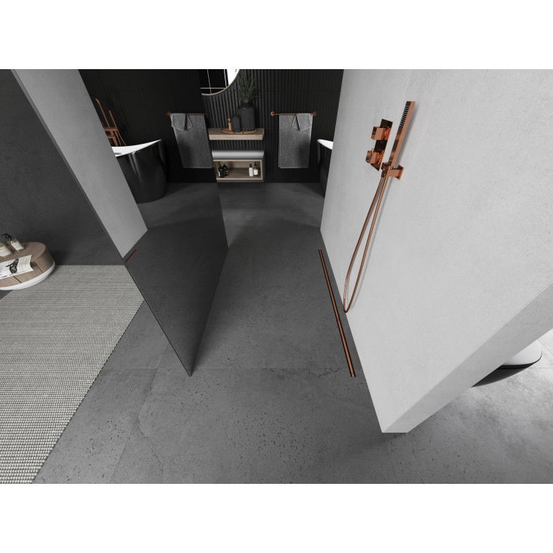 Mexen Kioto paroi de douche autoportante 120 x 200 cm, miroir 8 mm, cuivre brossé - 800-120-002-65-50