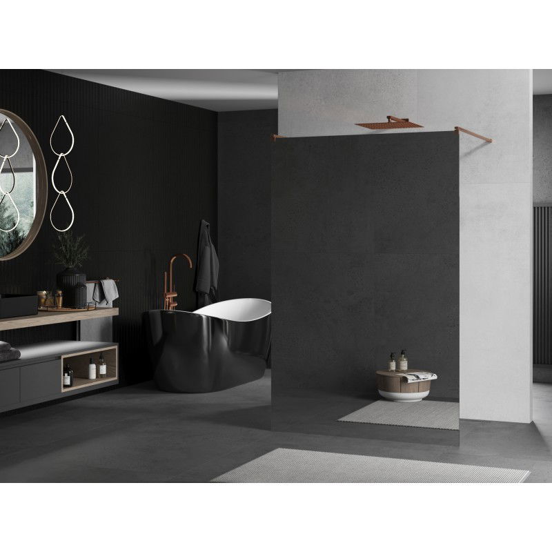 Mexen Kioto paroi de douche autoportante 120 x 200 cm, miroir 8 mm, cuivre brossé - 800-120-002-65-50