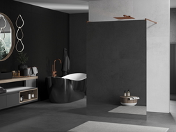 Kioto Mexen paroi de douche libre debout 140 x 200 cm, miroir 8 mm, laiton brossé - 800-140-002-65-50