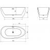 Baignoire Mexen Eos autonome 150 x 75 cm, blanc/noir, trop-plein chrome - 52471507575-01