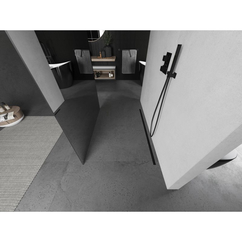 Mexen Kioto paroi de douche autoportante 100 x 200 cm, miroir 8 mm, gris canon brossé - 800-100-002-66-50