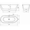 Baignoire autoportante Mexen Eos 170 x 75 cm, blanche, trop-plein doré - 52471707500-50