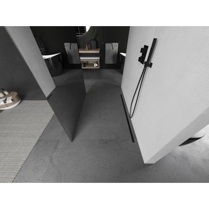 Mexen Kioto paroi de douche autoportante 130 x 200 cm, miroir 8 mm, gris canon brossé - 800-130-002-66-50