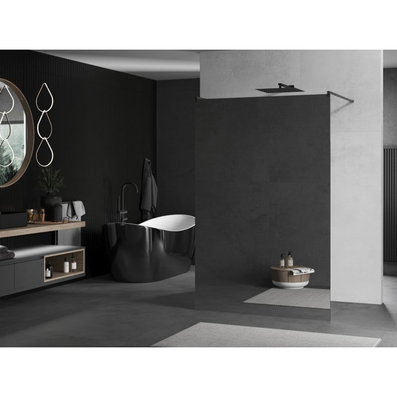 Mexen Kioto paroi de douche autoportante 130 x 200 cm, miroir 8 mm, gris canon brossé - 800-130-002-66-50