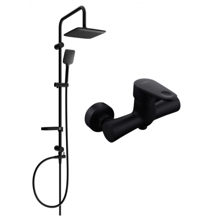 Ensemble de douche apparent Mexen Sven avec pommeau de douche et mitigeur Kama, noir - 72540262-70