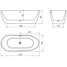 Baignoire Mexen Eos sur pieds 170 x 75 cm, blanche/noire, bonde dorée - 52471707575-50