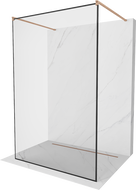 Mexen Kioto paroi de douche autoportante 100 x 200 cm, cadre noir 8 mm, cuivre brossé - 800-100-002-65-70