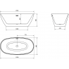 Baignoire Mexen Eris autonome 155 x 80 cm, blanche, trop-plein en laiton brossé - 53441558000-65