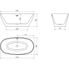 Baignoire freestanding Mexen Eris 155 x 80 cm, blanche, bonde en nickel brossé - 53441558000-97