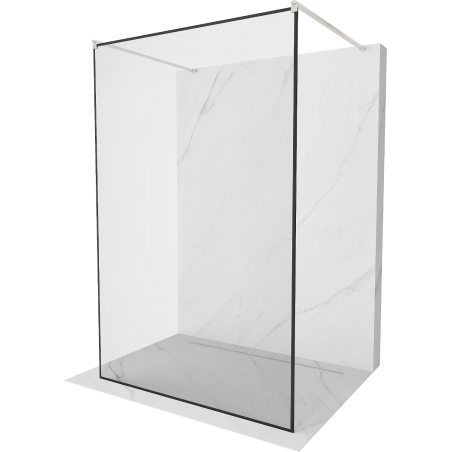 Mexen Kioto paroi de douche autoportante 140 x 200 cm, cadre noir 8 mm, nickel brossé - 800-140-002-97-70