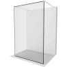 Mexen Kioto paroi de douche autoportante 140 x 200 cm, cadre noir 8 mm, nickel brossé - 800-140-002-97-70