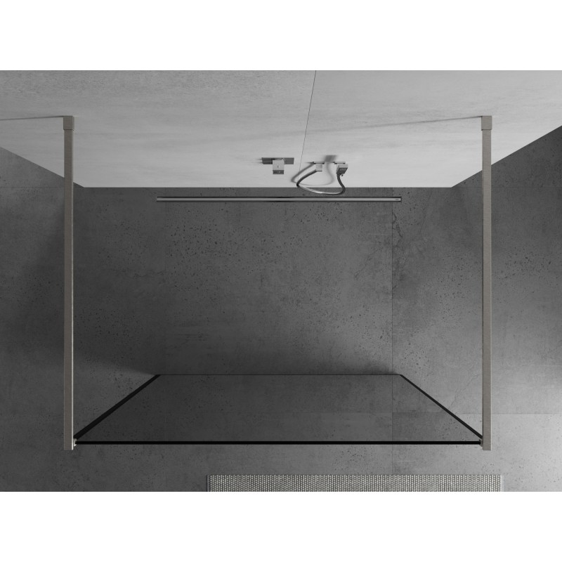 Mexen Kioto paroi de douche autoportante 140 x 200 cm, cadre noir 8 mm, nickel brossé - 800-140-002-97-70