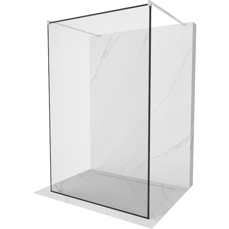 Mexen Kioto paroi de douche autoportante 150 x 200 cm, motif noir 8 mm, nickel brossé - 800-150-002-97-70
