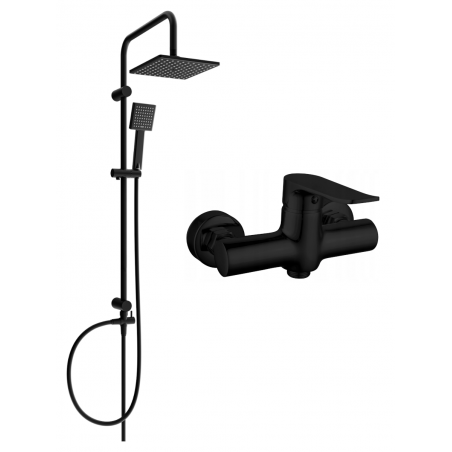 Ensemble de douche à montage mural Mexen Tord avec douche de tête et robinet de douche Pecos, noir - 72740200-70