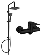 Ensemble de douche à montage mural Mexen Tord avec douche de tête et robinet de douche Pecos, noir - 72740200-70