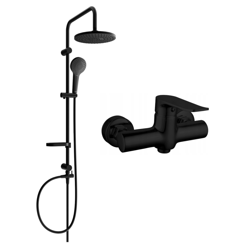 Mexen Erik ensemble de douche apparent avec pomme de douche et robinet de douche Pecos, noir - 72740205-70