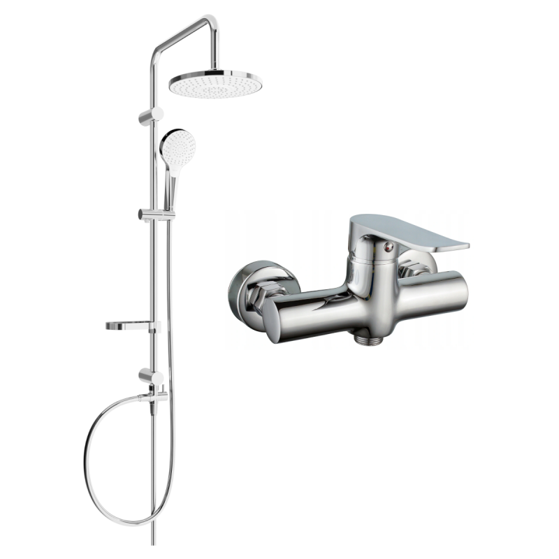 Mexen Erik ensemble de douche apparente avec pomme de douche et mitigeur Pecos, chrome - 72740205-00