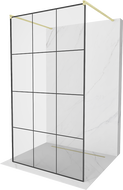 Mexen Kioto paroi de douche autoportante 100 x 200 cm, motif noir 8 mm, or brossé - 800-100-002-55-77