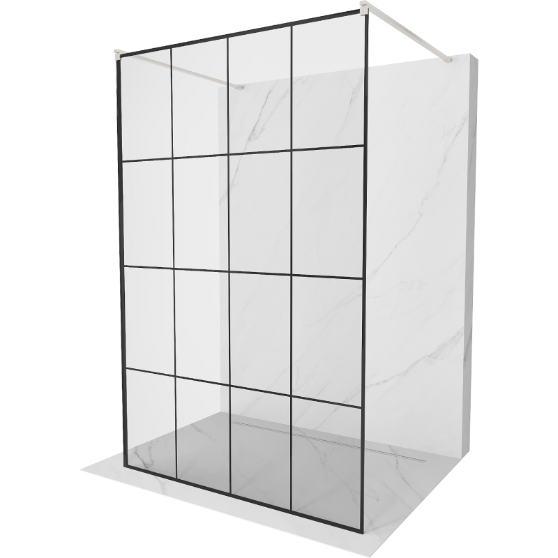 Mexen Kioto paroi de douche libre de 140 x 200 cm, motif noir 8 mm, nickel brossé - 800-140-002-97-77