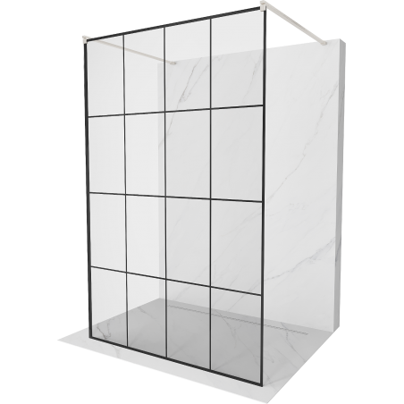 Mexen Kioto paroi de douche libre de 140 x 200 cm, motif noir 8 mm, nickel brossé - 800-140-002-97-77