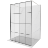Mexen Kioto paroi de douche libre de 140 x 200 cm, motif noir 8 mm, nickel brossé - 800-140-002-97-77