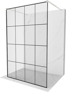 Mexen Kioto paroi de douche libre de 140 x 200 cm, motif noir 8 mm, nickel brossé - 800-140-002-97-77