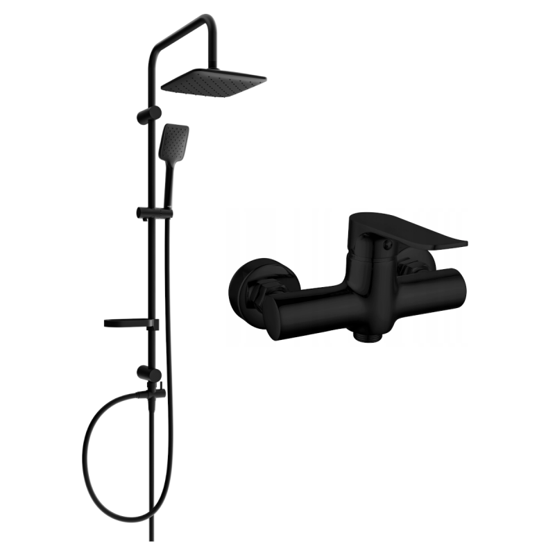 Mexen Sven ensemble de douche extérieur avec douche de tête et robinet de douche Pecos, noir - 72740262-70