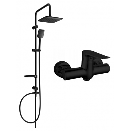 Mexen Pecos Sven ensemble de douche mural avec pomme de douche et robinet de douche, noir - 72740262-70