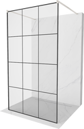 Mexen Kioto paroi de douche autoportante 120 x 200 cm, grille noire 8 mm, nickel brossé - 800-120-002-97-77