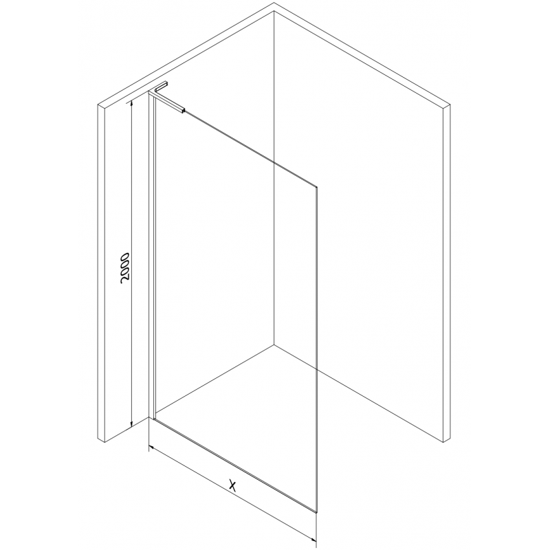 Mexen Kioto L paroi de douche Walk-in 80 x 200 cm, transparent, blanc - 800-080-103-20-00