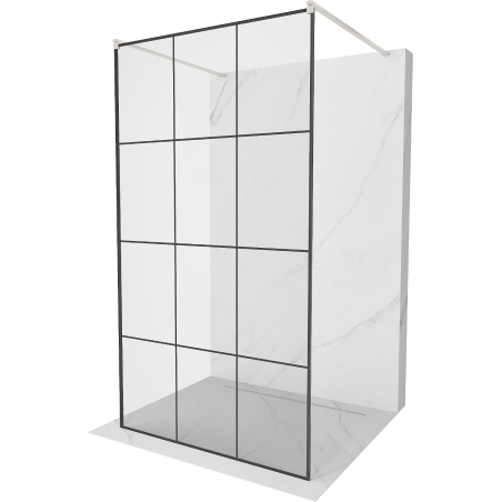 Mexen Kioto paroi de douche autoportante 110 x 200 cm, grille noire 8 mm, nickel brossé - 800-110-002-97-77