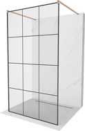 Mexen Kioto paroi de douche autoportante 100 x 200 cm, grille noire 8 mm, cuivre brossé - 800-100-002-65-77