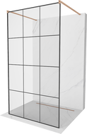 Mexen Kioto paroi de douche autoportante 100 x 200 cm, motif noir 8 mm, laiton brossé - 800-100-002-65-77