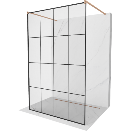 Kioto paroi de douche indépendante 140 x 200 cm, motif noir 8 mm, laiton brossé - 800-140-002-65-77