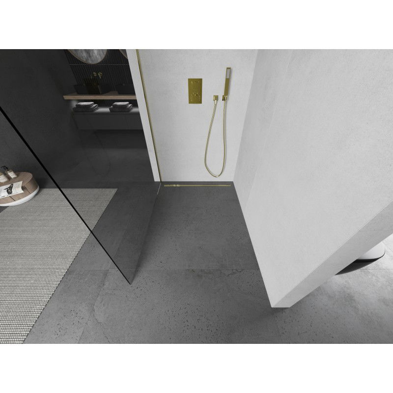 Mexen Kioto L paroi de douche Walk-in 90 x 200 cm, transparent, or - 800-090-103-50-00