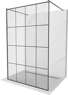 Mexen Kioto paroi de douche autoportante 150 x 200 cm, grille noire 8 mm, gun gray brossé - 800-150-002-66-77