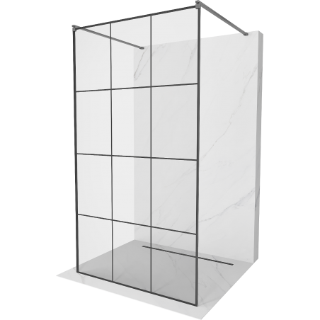 Mexen Kioto paroi de douche autoportante 110 x 200 cm, motif noir 8 mm, gun gray brossé - 800-110-002-66-77