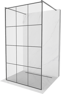 Mexen Kioto paroi de douche autoportante 110 x 200 cm, grille noire 8 mm, gris canon brossé - 800-110-002-66-77