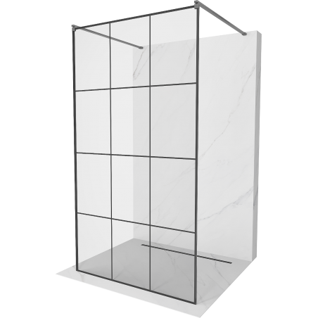 Mexen Kioto paroi de douche autoportante 100 x 200 cm, motif noir 8 mm, gris gun brossé - 800-100-002-66-77