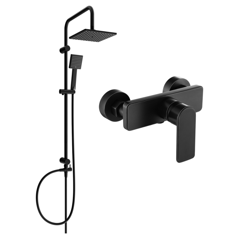 Mexen Tord ensemble de douche en saillie avec pommeau de douche et robinet de douche Cetus, noir - 744340200-70