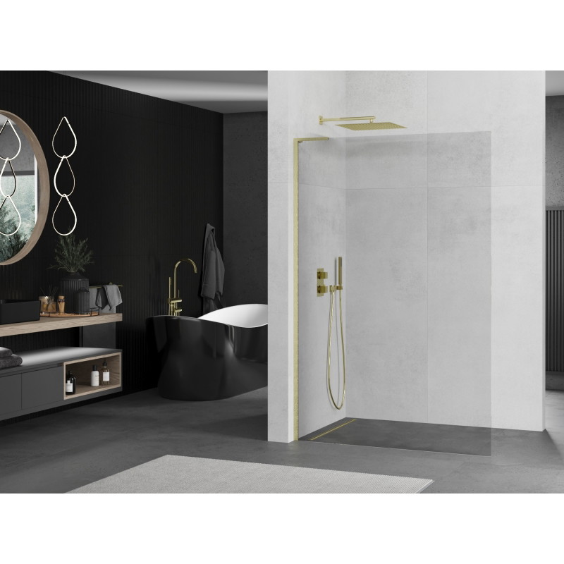 Mexen Kioto L panneau de douche Walk-in 60 x 200 cm, transparent, or brossé - 800-060-103-55-00