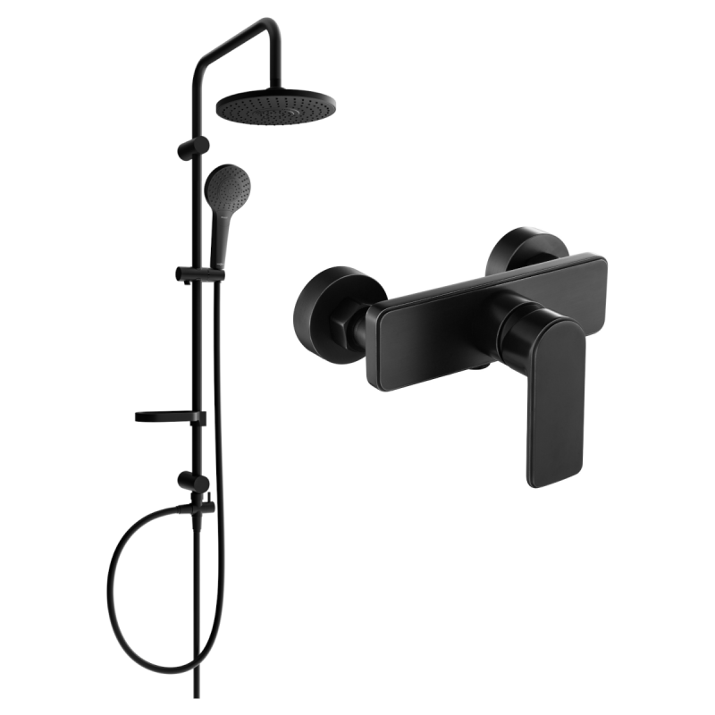 Mexen Erik ensemble de douche apparent avec douche de tête et robinet de douche Cetus, noir - 744340205-70