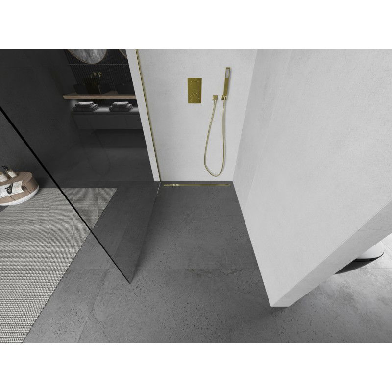Mexen Kioto L paroi de douche Walk-in 105 x 200 cm, transparent, or brossé - 800-105-103-55-00