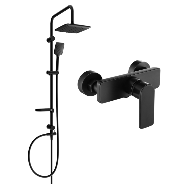 Mexen Cetus Sven ensemble de douche en saillie avec pommeau de douche et robinet de douche, noir - 744340262-70